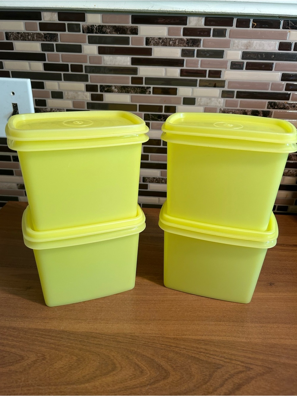 Vintage Tupperware Yellow Plastic Food Storage Containers - Set of 4